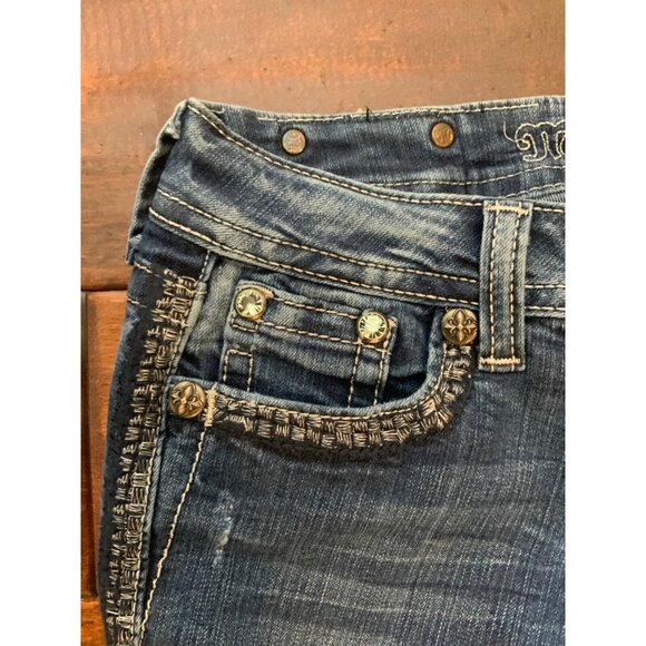 Miss Me Dark Wash Skinny Denim Jeans W/  Metallic Embroidery, Size 25 - Picture 3 of 7